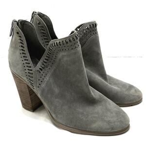 Vince Camuto Fileana Ankle Booties-Split Shaft-Medium Gray Suede-Size 6.5-EUC